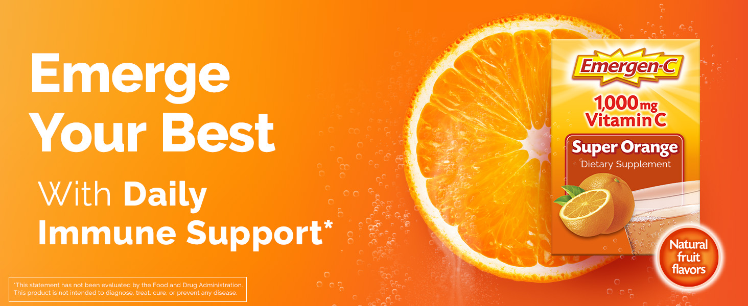 emergen-c, emerge your best, immune support, daily energy, super orange